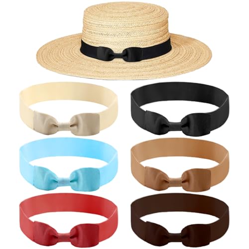 DAWZMR 6 x dehnbare Hutbänder mit Fliege, für Damen, Cowboy-Strohhüte DAWZMR 6 x dehnbare Hutbänder mit Fliege, für Damen, Cowboy-Strohhüte von DAWZMR