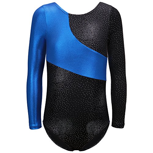DAXIANG Gymnastikanzug Kinder Mädchen Langarm Ballett Ballettröckchen Kleid Trikotanzug Tanz Kleid Ballett Ballettröckchen Gymnastik Trikotanzug Akrobatik (140(8-9Y), Blue) von DAXIANG