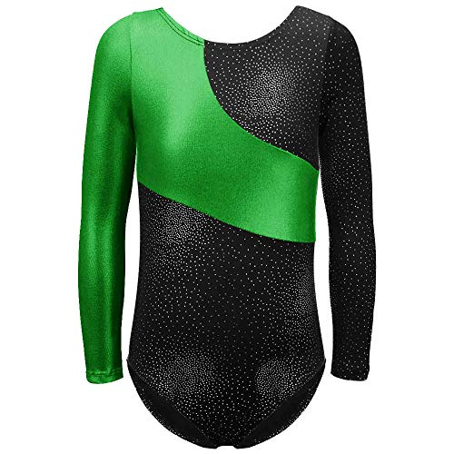 DAXIANG Gymnastikanzug Kinder Mädchen Langarm Ballett Ballettröckchen Kleid Trikotanzug Tanz Kleid Ballett Ballettröckchen Gymnastik Trikotanzug Akrobatik (160(12-13Y), Green) von DAXIANG