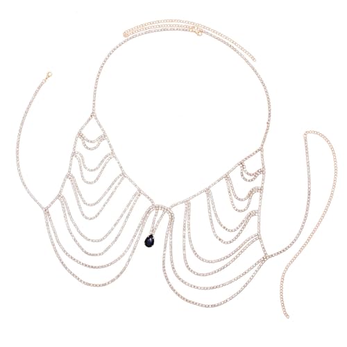 Schimmernde Strasssteine ​​Brustkette Legierung Legierung Körperschmuck Accessoire Für Frauen Beach Partys Clubwear Halterneck Bra Kette von DAYLIGHE