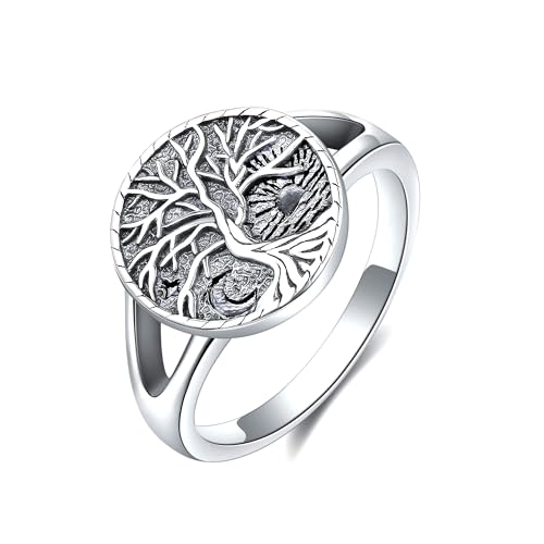 Baum des Lebens Ring 925 Sterling Silber Keltische Ringe Baum des Lebens Schmuck Irische Geschenke für Damen Frauen Mädchen Männer Mutter (Größe 8) von DAYLINLOVE