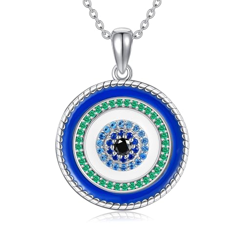 Böses Auge Kette 925 Sterling Silber Schutz Anhänger Blaues Auge Halskette Glücksschmuck Geschenke für Sie Damen Frauen Mädchen von DAYLINLOVE