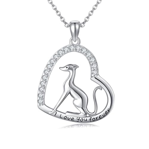 DAYINLOVE Windhund Halskette 925 Sterling Silber Italienische Windhunde Anhänger Tierschmuck Geschenke für Frauen Männer Damen Hundeliebhaber von DAYLINLOVE