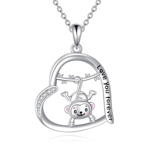 DAYLINLOVE Affen Halskette 925 Sterling Silber Affen kette Affen Schmuck Geschenk für Frauen Mädchen Affen Liebhaber von DAYLINLOVE