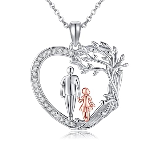 DAYLINLOVE An meine Tochter Kette 925 Sterling Silber Baum des Lebens Herzform Anhänger Halskette Vater Tochter Schmuck Geschenk für Damen Mädchen von DAYLINLOVE