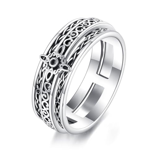 DAYLINLOVE Angst-Ring 925 Sterling Silber Drehbarer Hexen-Knoten Ring Anti-Angst Stressreduktions Schmuck für Frauen Geschenk zum Geburtstag (8) von DAYLINLOVE