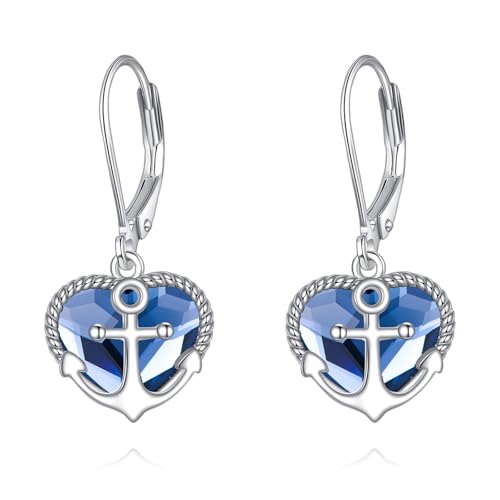 DAYLINLOVE Anker Ohrringe 925 Sterling Silber Kristall Herz Hangle Drop Anker Ohrringe Nautische Schmuck Geschenke für Frauen DAYLINLOVE Anker Ohrringe 925 Sterling Silber Kristall Herz Hangle Drop Anker Ohrringe Nautische Schmuck Geschenke für Frauen von DAYLINLOVE
