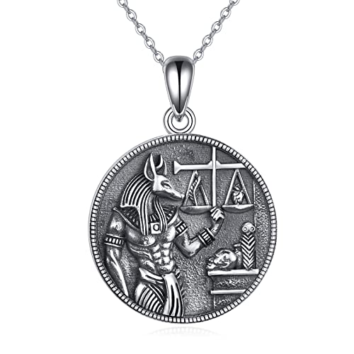 Anubis Kette Sterling Silber 925 Ägypten Anubis Anhänger Halskette Ägyptischer Schmuck Geschenk für Damen Frauen Männer von DAYLINLOVE