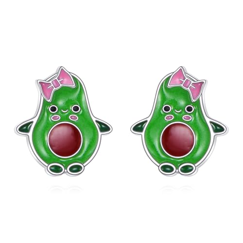 DAYLINLOVE Avocado Ohrringe 925 Sterling Silber Avocado Stud Ohrringe Obst Schmuck Geschenke für Frauen von DAYLINLOVE