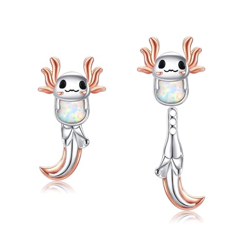 DAYLINLOVE Axolotl Ohrringe 925er Sterling Silber Opal Ohrstecker Ozean Meer Tier Axolotl Schmuckgeschenke für Damen Frauen von DAYLINLOVE