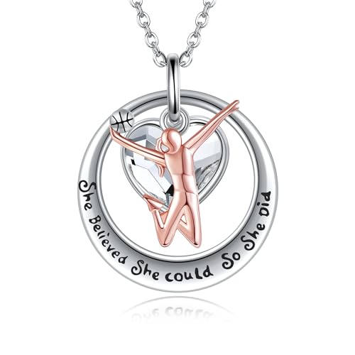 DAYLINLOVE Basketball Halskette 925 Sterling Silber Basketball Hängel Halskette Basketball Schmuck Geschenk für Frauen Mütter Mädchen von DAYLINLOVE