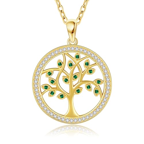 DAYLINLOVE Baum Des Lebens Halskette 925 Sterling Silber Gold Baum Des Lebens Schmuck Geschenk Für Frauen von DAYLINLOVE