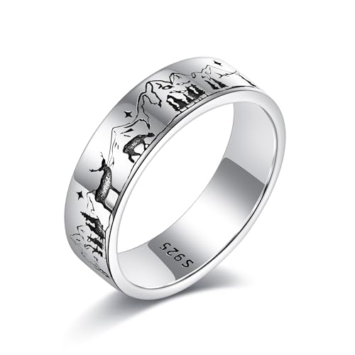DAYLINLOVE Berg Ringe 925 Sterling Silber Natur Ringe Inspiration Schmuck Für Frauen Männer Kletterer Natur Liebhaber Freunde von DAYLINLOVE