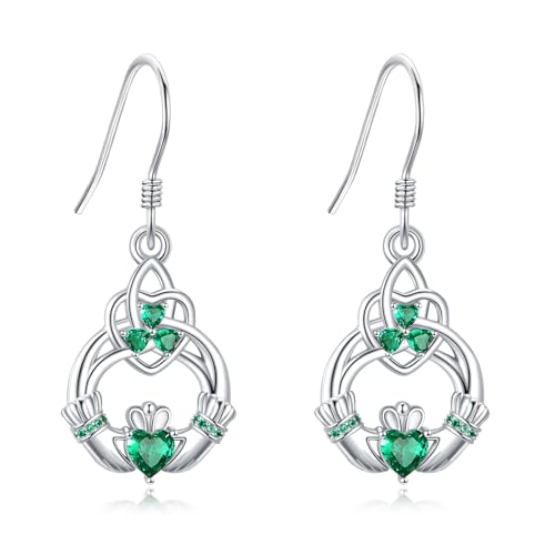 DAYLINLOVE Claddagh Ohrringe 925 Sterling Silber Trinity Celtic Knot Ohrring Eternity Love Celtic Shamrock Ohrringe Irischer Schmuck Geschenke für Frauen Mom Wife DAYLINLOVE Claddagh Ohrringe 925 Sterling Silber Trinity Celtic Knot Ohrring Eternity Love Celtic Shamrock Ohrringe Irischer Schmuck Geschenke für Frauen Mom Wife von DAYLINLOVE