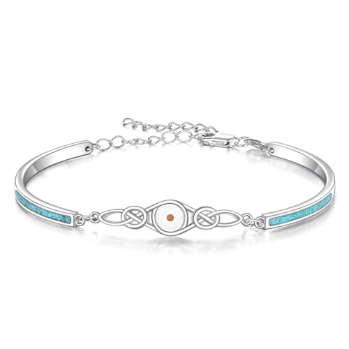 DAYLINLOVE Cletic Knoten Armband 925er Sterling Silber Irischer Knoten Senfkorn Türkis Armreifen Keltisch Irisch Schmuckgeschenke für Damen Frauen Mädchen von DAYLINLOVE