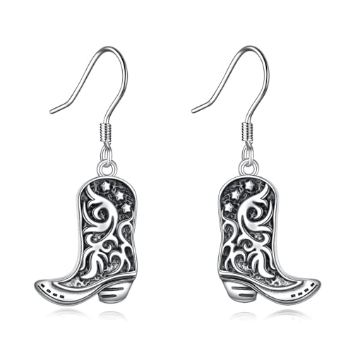 DAYLINLOVE Cowboy Boot Ohrringe 925 Sterling Silber Western Ohrringe Dangle Drop Cowgirl Schmuck Geschenke für Frauen von DAYLINLOVE