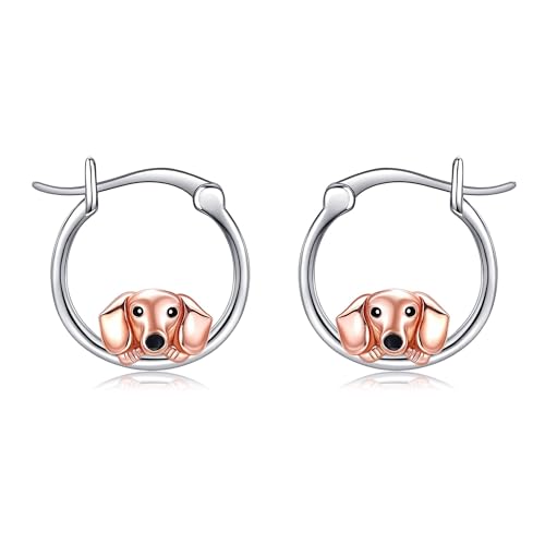DAYLINLOVE Dackel Hoop Ohrringe S925 Sterling Silber Niedliche Dackel Ohrringe Tierschmuck Geschenke Für Frauen Dackel Liebhaber von DAYLINLOVE