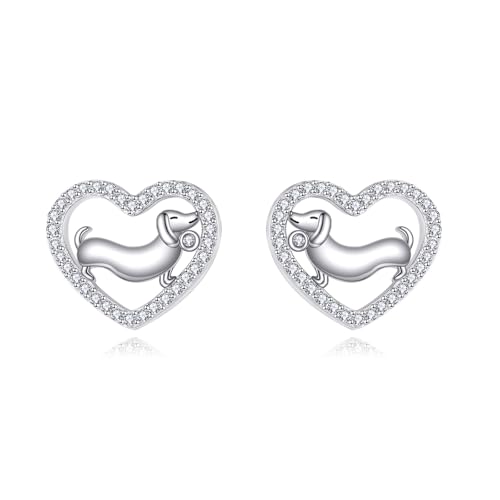 DAYLINLOVE Dackel Ohrstecker 925 Sterling Silber Dackel Ohrringe Hundeschmuck Geschenke für Damen Frauen Mädchen von DAYLINLOVE