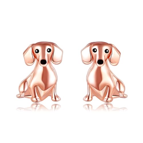 DAYLINLOVE Dackel Ohrstecker 925 Sterling Silber Niedliche Dackel Ohrringe Hundeschmuck Geschenke für Frauen Mutter Ehefrau Dackel Liebhaber von DAYLINLOVE