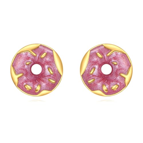 DAYLINLOVE Donut Ohrringe 925 Sterling Silber Rosa Donut Ohrstecker Hypoallergen Kawaii Food Donut Schmuck Geschenke für Damen Frauen Teen Mädchen Tochter von DAYLINLOVE