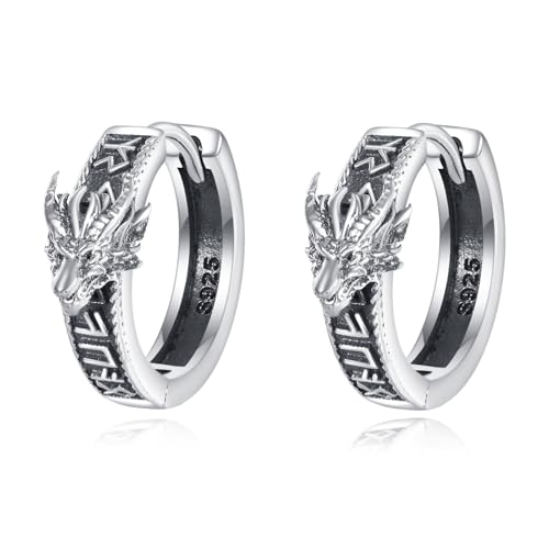 DAYLINLOVE Drachen Ohrhänger 925 Sterling Silber Vintage Drachen Huggie Hoop Ohrringe Drachen Schmuck Geschenke für Frauen und Männer Freunde von DAYLINLOVE