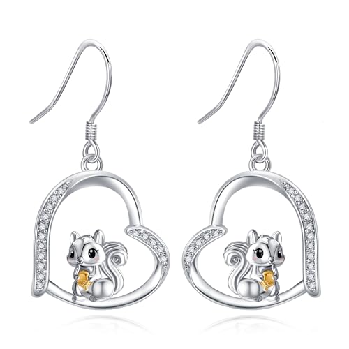 DAYLINLOVE Eichhörnchen Ohrringe 925 Sterling Silber Eichhörnchen Ohrringe Eichhörnchen Schmuck Geschenke für Frauen Mutter Freunde Mädchen von DAYLINLOVE