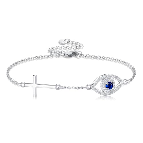 DAYLINLOVE Evil Eye Armband 925 Sterling Silber Kreuz Blau Evil Eyes Link Für Frauen DAYLINLOVE Evil Eye Armband 925 Sterling Silber Kreuz Blau Evil Eyes Link Für Frauen von DAYLINLOVE