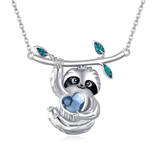 DAYLINLOVE Faultier Kette 925 Sterling Silber Faultier Halskette Nette Tier Anhänger Schmuck Geschenk für Damen von DAYLINLOVE