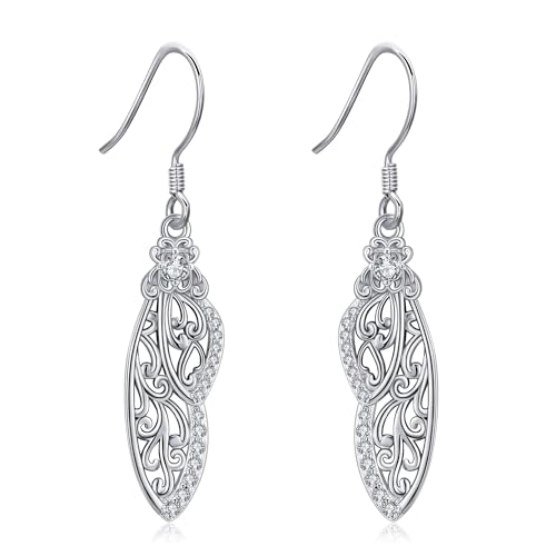 DAYLINLOVE Feen Ohrringe 925er Sterlingsilber Schmetterlingsflügel Filigrane Hängend Ohrringe Feen Schmuck Geschenk Für Damen Mädchen Frauen Mutter Feenliebhaber von DAYLINLOVE