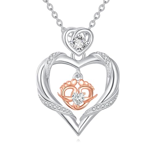 DAYLINLOVE Fehlgeburt-Halskette für Frauen S925 Sterlingsilber Herz „Mommy of an Angel“ Anhänger Halsketten Verlust der Schwangerschaft Gedenkschmuck Geschenke für Mutter Frauen Ehefrau von DAYLINLOVE