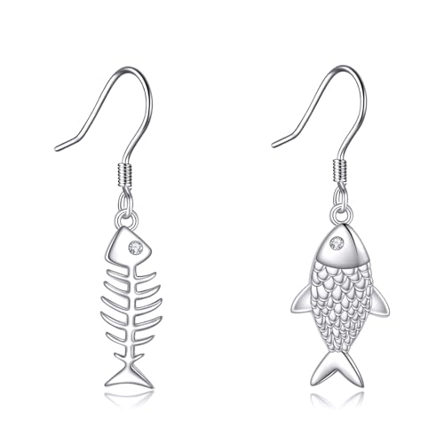 DAYLINLOVE Fischknochen Ohrringe 925 Sterling Silber Fisch Anhänger und Tropf Ohrringe Fischknochen Schmuck Geschenke für Frauen Mädchen DAYLINLOVE Fischknochen Ohrringe 925 Sterling Silber Fisch Anhänger und Tropf Ohrringe Fischknochen Schmuck Geschenke für Frauen Mädchen von DAYLINLOVE