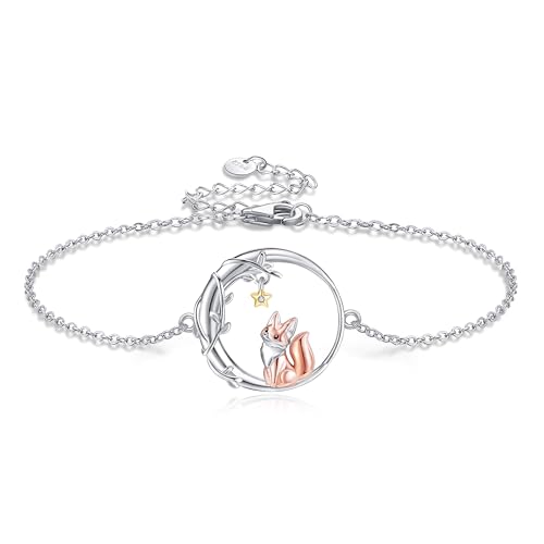 DAYLINLOVE Fuchs-Armband 925 Sterling Silber Niedliches Fuchs-Armband für Frauen Tier Schmuck Geschenke für Frauen Mutter Ehefrau Fuchsliebhaber von DAYLINLOVE