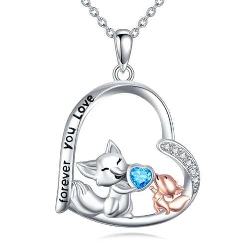 DAYLINLOVE Fuchs Halskette 925 Sterling Silber Fuchs Herzförmige Halskette Fuchs Schmuck Geschenke für Damen Frauen Mädchen Fuchs Liebhaber von DAYLINLOVE