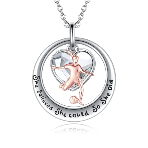 DAYLINLOVE Fußball Halsband 925 Silber Fußball Hängel Halsband Fußball Schmuck Geschenk für Frauen Mütter Mädchen von DAYLINLOVE