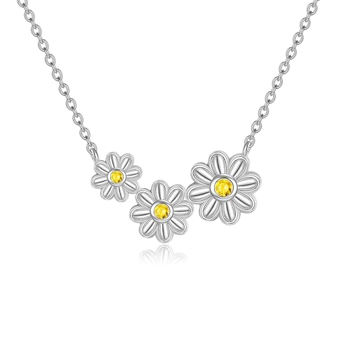 Gänseblümchen Kette Halskette 925 Sterling Silber Gänseblümchen Geschenke für Damen Gänseblümchen Anhänger Schmuck für Frauen Mädchen Schwester Freundin von DAYLINLOVE