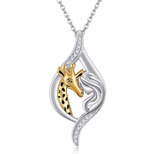DAYLINLOVE Giraffe Halskette 925 Sterling Silber Frauen mit Giraffe Oxidation Anhänger Giraffe Schmuck Geschenk für Frauen von DAYLINLOVE