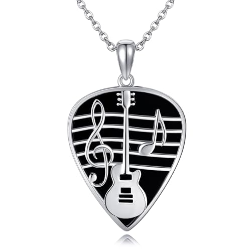 DAYLINLOVE Gitarre Pick Halskette 925 Sterling Silber Gitarre Musik Anhänger Musik Note Schmuck Geschenk Für Männer Frauen Gitarre Liebhaber von DAYLINLOVE