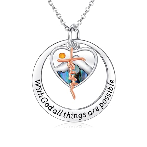 DAYLINLOVE Glaube Kette 925er Sterling Silber Senfkörner Abalone Muschel Anhänger Halskette Christlicher Religiöser Glaube Schmuckgeschenke für Damen Frauen Männer von DAYLINLOVE
