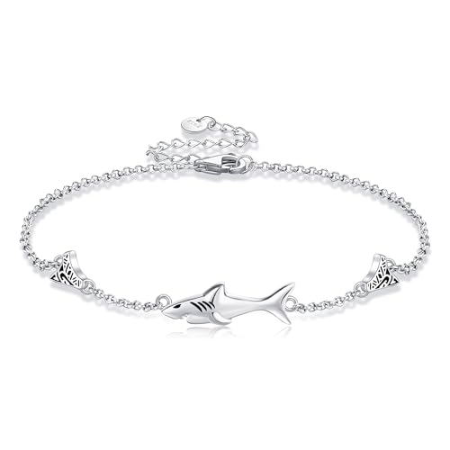 DAYLINLOVE Hai-Armband S925 Sterling Silber Haifischzahn Armband Hai Schmuck Geschenk für Frauen Männer von DAYLINLOVE