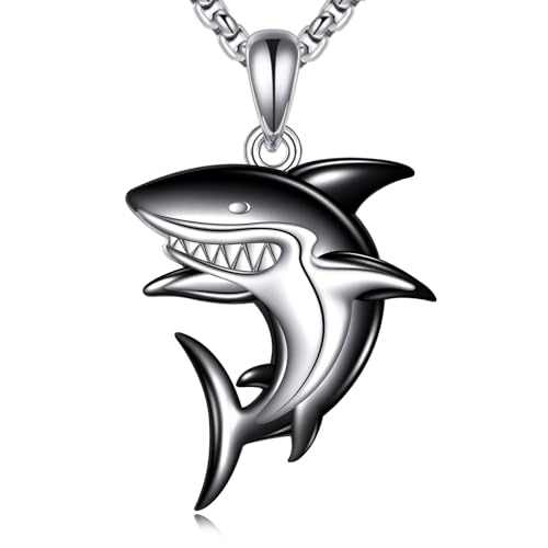 DAYLINLOVE Haifisch Halskette 925 Sterling Silber Haifisch Anhänger Halskette Haifisch Schmuck Geschenk für Männer Frauen von DAYLINLOVE