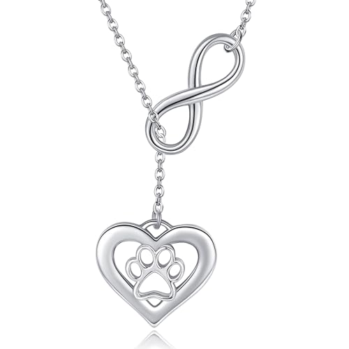 DAYLINLOVE Pfotenabdruck Halskette 925 Sterling Silber Tiere Krallen Katze Hund Haustier Fingerabdruck Hängende Halskette Geschenk für Frauen Mütter Mädchen von DAYLINLOVE