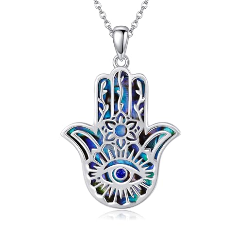 DAYLINLOVE Hamsa Hand Halskette 925 Sterling Silber Hand von Fatima Anhänger Halskette Hamsa Hand Schmuck für Frauen von DAYLINLOVE