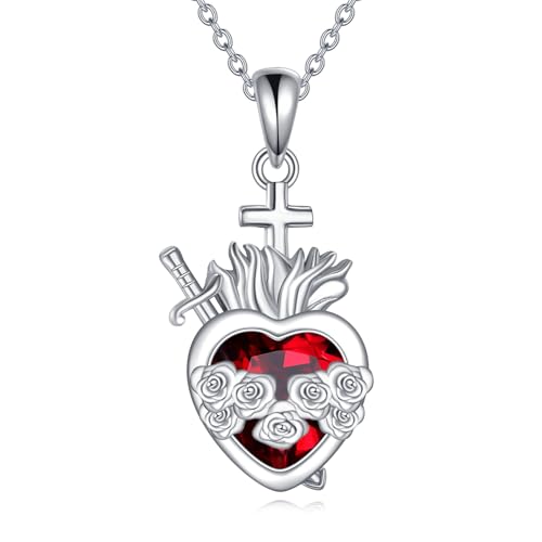 DAYLINLOVE Heiliges Herz Jesu Halskette 925 Sterling Silber Heiliges Herz Jesu kette Heiliges Herz Jes Schmuck Geschenk für Frauen Mädchen von DAYLINLOVE