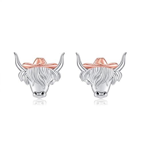 Hochland Rinder Ohrringe 925 Sterling Silber Hochland Rinder Ohrringe Hochland Rinder Schmuck Geschenk für Frauen Mütter Mädchen von DAYLINLOVE