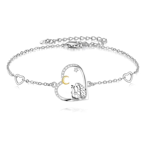 DAYLINLOVE Igel Armband 925 Sterling Silber Igel-Herz Schmuck Igel Geschenke für Frauen von DAYLINLOVE