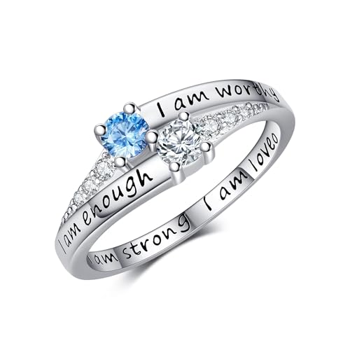 DAYLINLOVE Inspirierende Geschenke 925 Sterling Silber Ich Bin Genug Ich Bin Würdig Ich Bin Stark Ich Bin Geliebt Ring Spirituelle Geschenke Für Frauen von AXOMY
