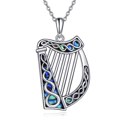DAYLINLOVE Irische Harfe Kette 925 Sterling Silber Keltische Musik Halskette CZ Harfe Anhänger Schmuck Geschenke für Damen Mädchen von DAYLINLOVE