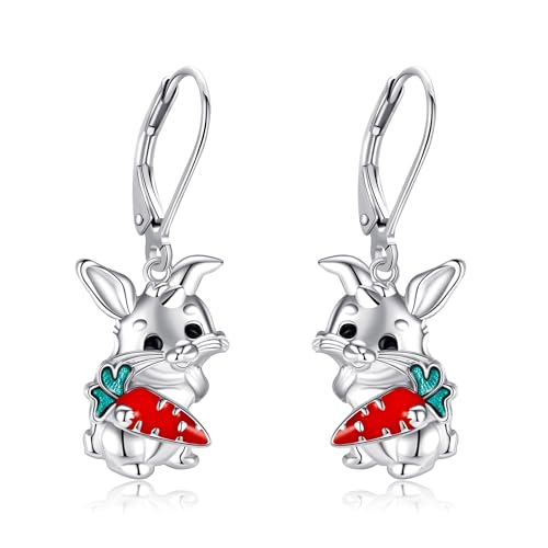 DAYLINLOVE Kaninchen Ohrringe Geschenke 925 Sterling Silber Kaninchen Ohrringe Flat Ohrringe Frau Kaninchen Schmuck Geschenk für Frauen Mütter Mädchen von DAYLINLOVE