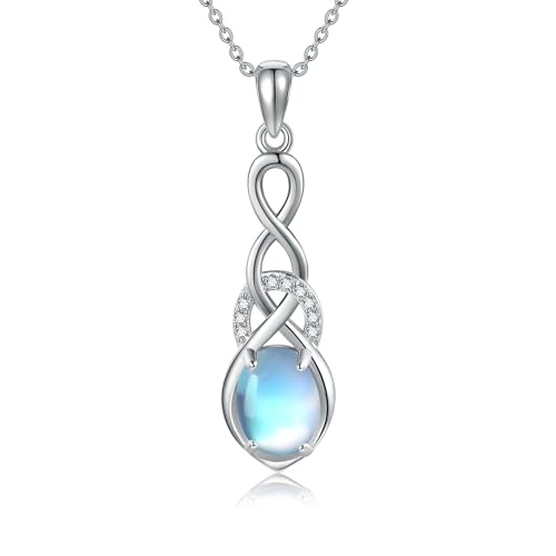 DAYLINLOVE Keltischer Knoten Kette 925 Sterling Silber Mondstein Keltischer Anhänger Halskette Irischer Keltischer Schmuck Geburtstags Geschenke für Damen Mädchen Mutter von DAYLINLOVE