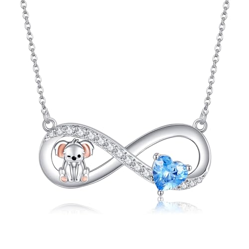 DAYLINLOVE Koala Halskette 925 Sterling Silber Infinity Koala Anhänger - Frauen, romantisch - Frauen, Mädchen, Töchter - Unisex - Silber - Halskette von AXOMY